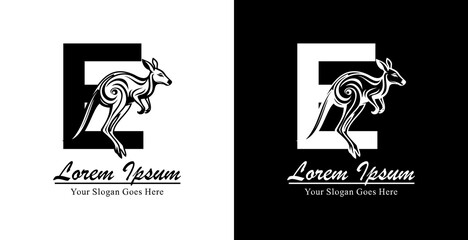 Kangaroo logo design combined with the letter E