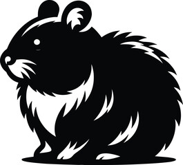 Cute Hamster Silhouette vector illustration isolated on a white background