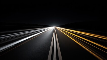 Night highway, light trails
