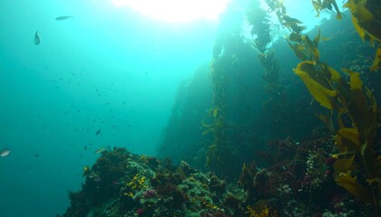 Fototapeta premium Ocean reef underwater sunlight scene