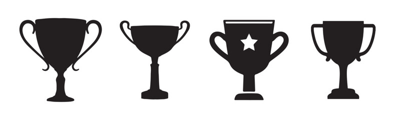 Award cup icon set. Trophy symbol. Win cup. Vector illustration eps 10