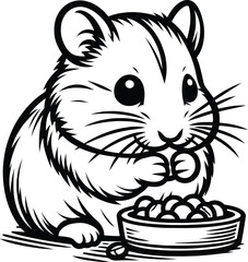 Hamster outline art vector illustration isolated on a white background