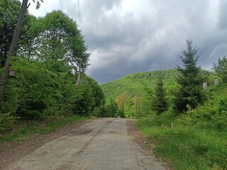 Mountain slopes of the Carpathians, scenic landscape photography set
