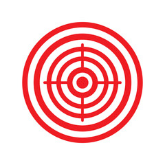 Concentric red target icon, aiming for success, business goal, marketing strategy, focus, accuracy