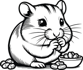 Hamster outline art vector illustration isolated on a white background