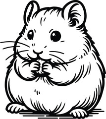 Hamster outline art vector illustration isolated on a white background