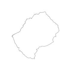 Art of outline map of lesotho, an enclave country in southern africa, isolated on transparent background