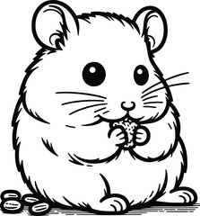 Hamster outline art vector illustration isolated on a white background