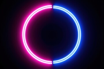 Vibrant Neon Circle Light in Dark Room