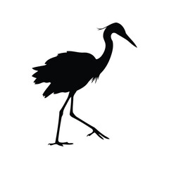 Heron bird silhouette vector, wildlife and nature, wading bird, animal icon, isolated graphic, elegant flight, aquatic fauna