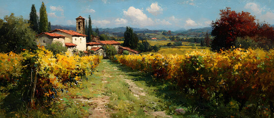 Fototapeta premium Vineyard in autumn harvest