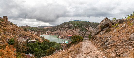 The Great Sevastopol Trail with a view of Balaklava Bay. Balaklava. Sevastopol. Crimea