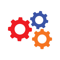 Multiple Connected Gears Vector Icon, Teamwork, Cooperation, and Business Strategy Graphic