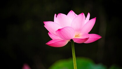 Fototapeta premium Pink lotus flower blooming with grace and elegance on black background