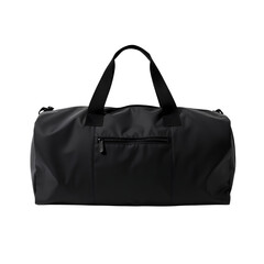 Photo of black gym duffel bag isolated on transparent background