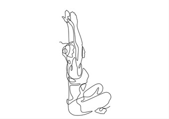 Woman Doing Yoga Continuous Line Drawing Style Illustration. Hand drawn one line vector. Editable stroke