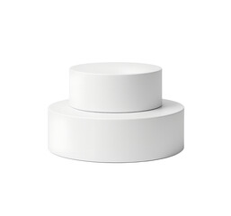 Minimalist Studio Product Shot of Two Stacked White Cylindrical Shapes on Pure White Background with Soft Diffused Lighting