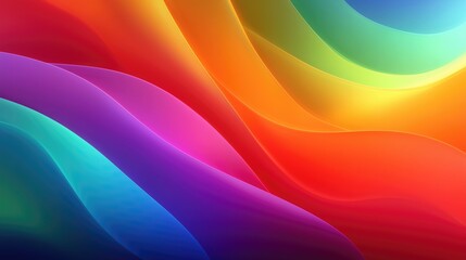 Vibrant rainbow fluid gradient background with colorful curved waves, ideal for wallpaper, modern decor and artistic design, featuring dynamic and sleek aesthetic.