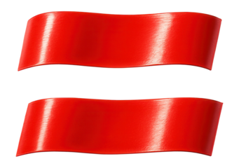 Red adhesive sticky tapes forming an equal sign.