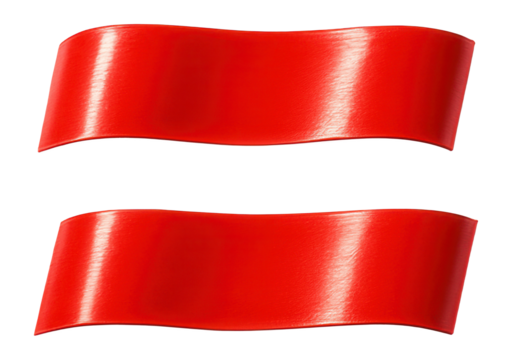 Red adhesive sticky tapes forming an equal sign.