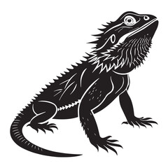 black beardeddragon Silhouette Vector, High Quality Illustration on White Background