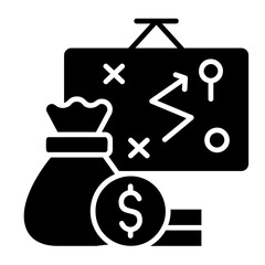 Filled Outline Finance Strategy Presentation with Money Bag Icon