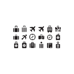 Fototapeta premium Collection of various travel related glyphs in a grid arrangement icon set