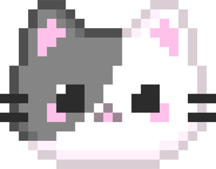 Black and White Cat Pixel Art