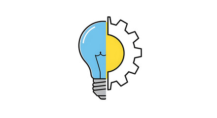 Concept of innovation process, combination of creative idea and mechanical implementation