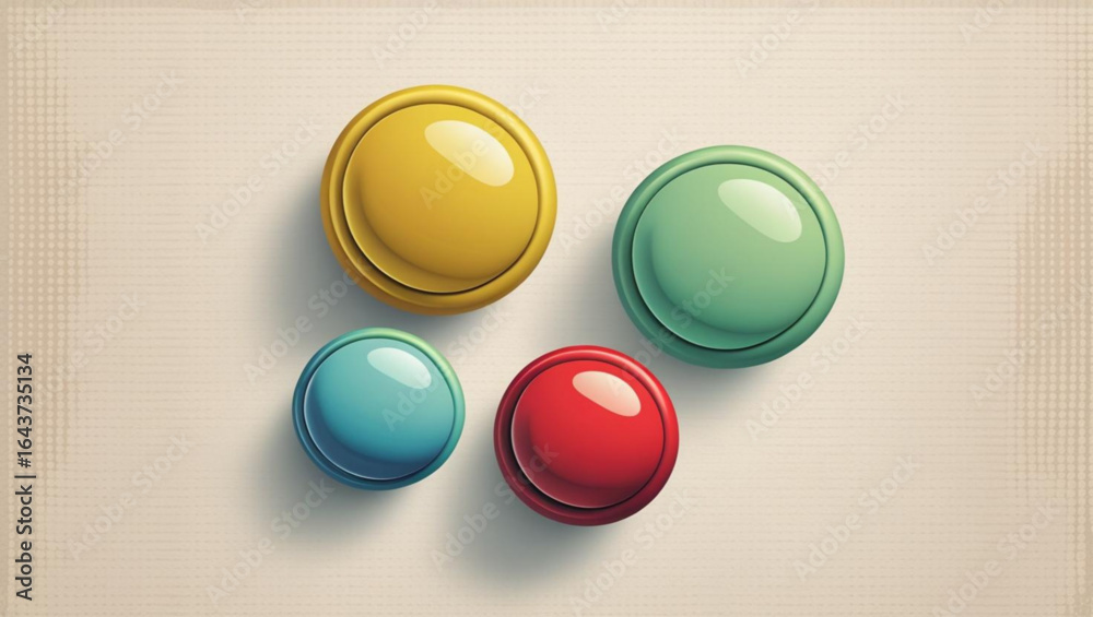 Wall mural four glossy circular buttons