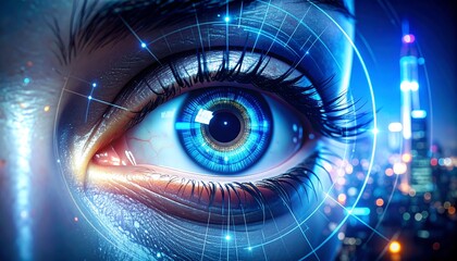 Futuristic digital woman eye