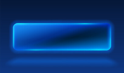 Neon Button frame, blue color, black background. Vector illustration