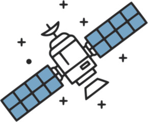 Obraz premium space satellite icon line art vector illustration design 