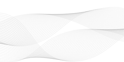 Abstract background with silver, grey and white smoky wave lines on white paper wave background. Gray and white digital technology wavy curve lines background.	