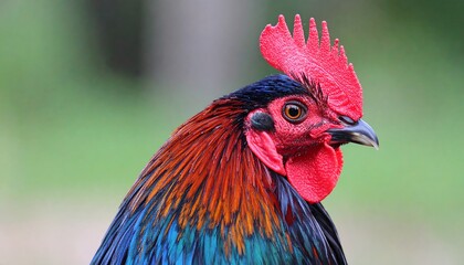 Close-up of colorful rooster head