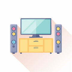 Fototapeta premium Home Theater Entertainment System with TV Speakers and Media Console