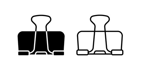 Paper Clip icon set. Simple Outline and Solid Binder Clip Office Supply Stationery Icon