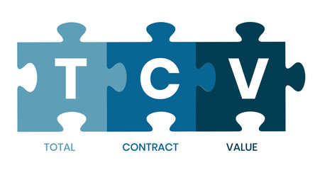 TCV - total contract value. acronym business concept. vector illustration concept with keywords and icons. lettering illustration with icons for web banner, flyer, landing page, presentation