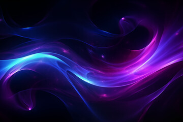 Fototapeta premium Abstract glowing blue and purple energy swirling on black.