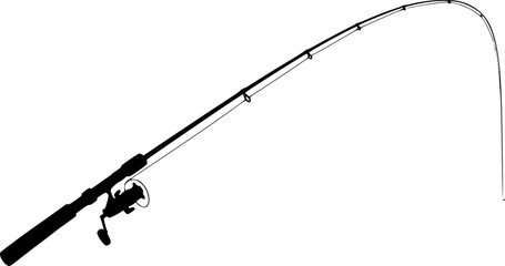 fishing rod silhouette, fishing rod icon, vector illustration