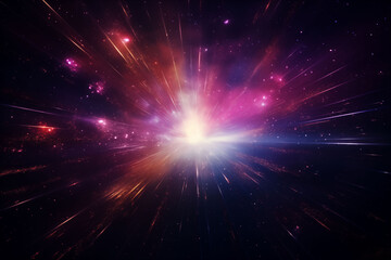 Fototapeta premium Colorful rays of light emitted from a light source