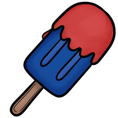 Cartoon  Popsicle Red White Blue