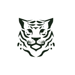 Obraz premium line art vector tiger for wall art, face and head, Black white tiger. Simple minimalist tiger strip.