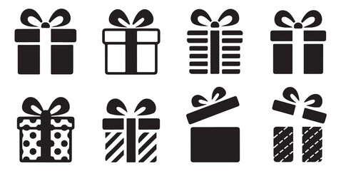 gift box, christmas vector silhouettes	