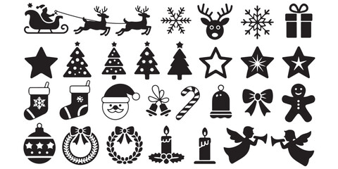 Christmas Vector Icon Set silhouettes