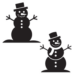 snowman, christmas, snow, winter vector silhouettes