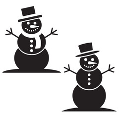 snowman, christmas, snow, winter vector silhouettes