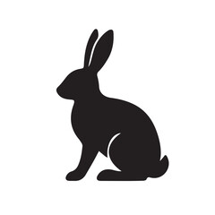 Fototapeta premium Black silhouette rabbit side profile upright ears