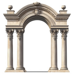 Naklejka premium Classic antique gate with pillars isolated on transparent background