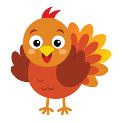 Charming cartoon turkey with large round eyes vibrant colors perfect for thanksgiving and autumn celebrations